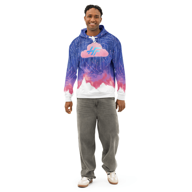 Cloud Hoodie, HF front + back, Printful mockup
