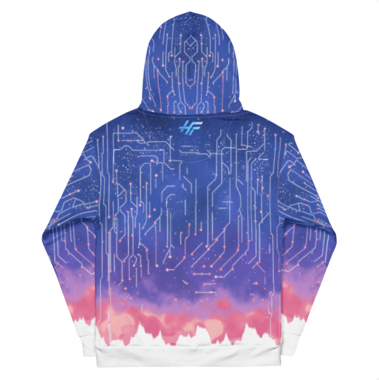 Cloud Hoodie, HF front + back, back, Printful mockup