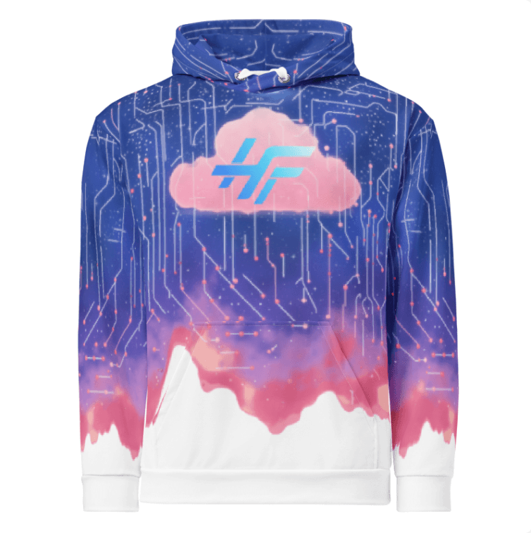Cloud Hoodie, HF front + back, front, Printful mockup